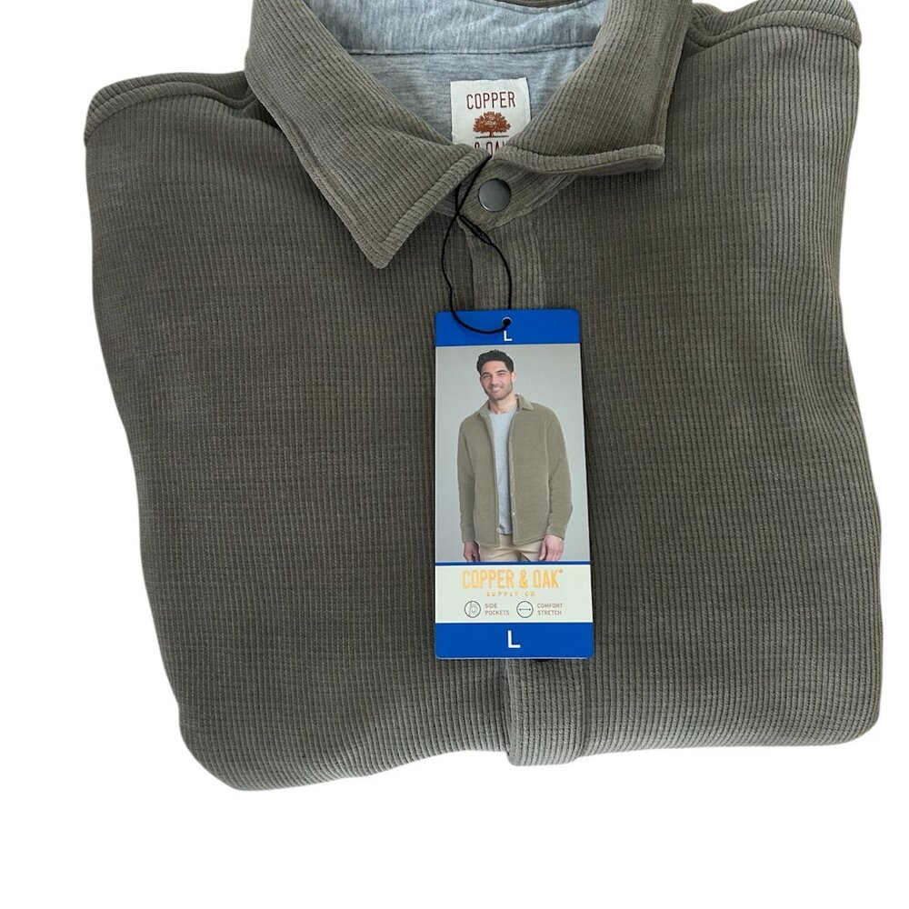 Copper & Oak Men's Fleece Shirt Jacket Heavyweight Snap Button Brown Size L - Picture 6 of 10